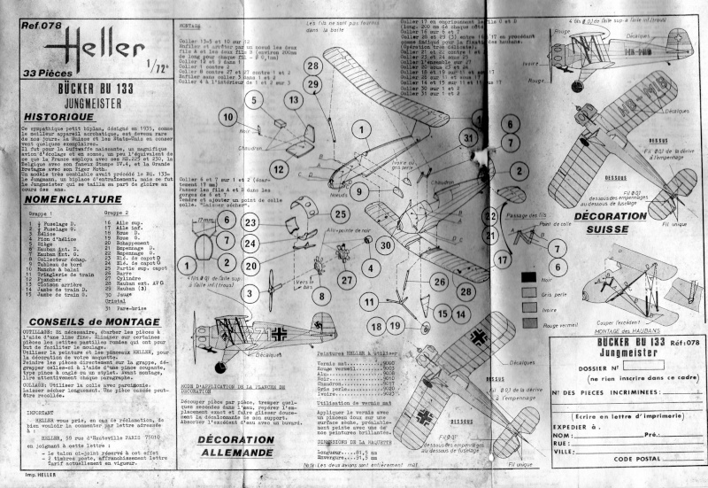 BÜCKER Bü133 "JUNGMEISTER 1/72ème Réf 078 Notice10