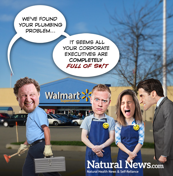 MYSTERY SURROUNDS WAL-MART BIZARRE COVER STORY OF CLOSING FIVE STORES FOR SIX MONTHS DUE TO "PLUMBING PROBLEMS" Cartoo10