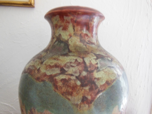 grand vase en grès décor floral ou tachiste au col - à identifier Dscn9813
