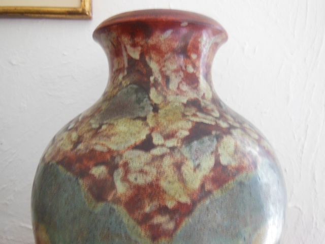 grand vase en grès décor floral ou tachiste au col - à identifier Dscn9814