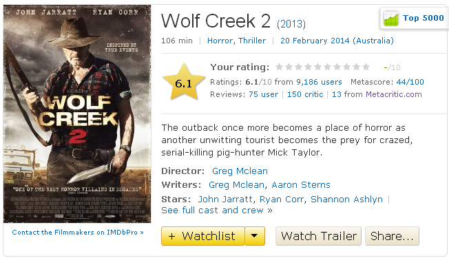 فيلم الرعب والاثارة الرهيب جدا Wolf Creek 2 720p.BluRay مترجم بنسخة البلوري 24-06-13