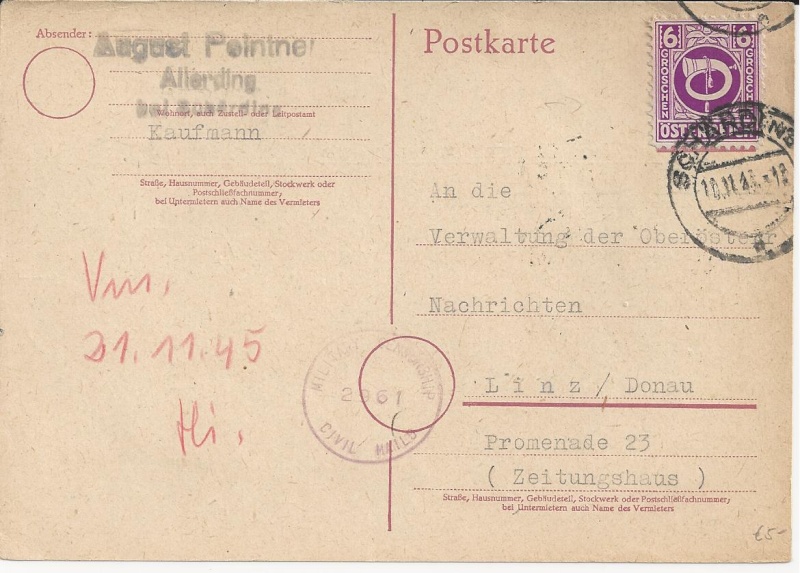 1945 - Notmaßnahmen und Provisorien bei Postkarten 1945-1948 Bild_112