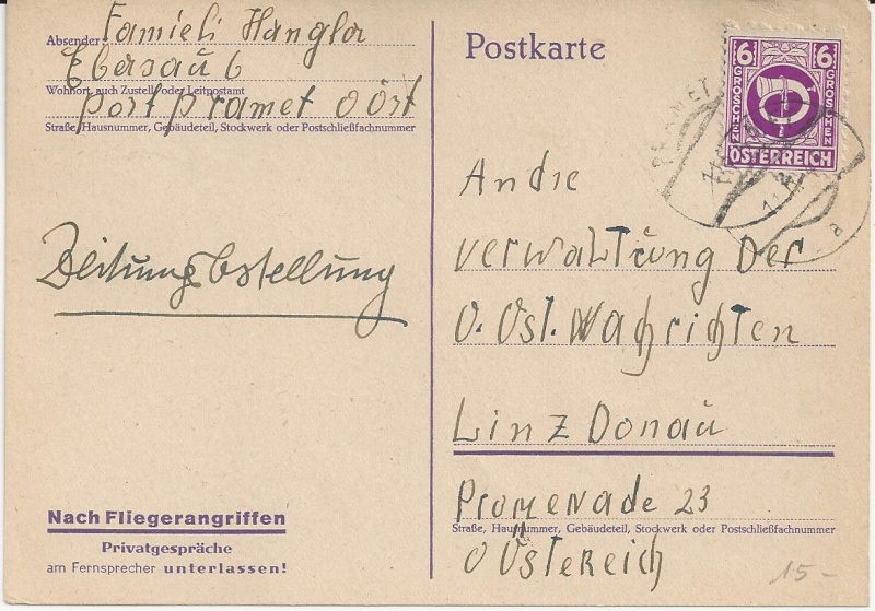 Notmaßnahmen und Provisorien bei Postkarten 1945-1948 Bild_713