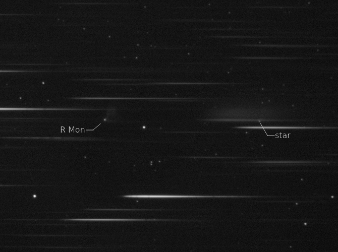 La nébuleuse variable de Hubble et son bébé étoile R Mon Spectr10