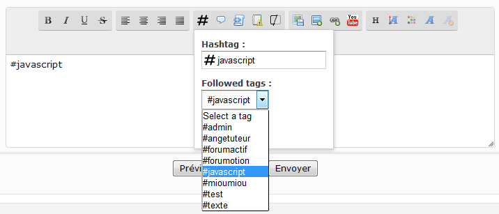 Additional options for hashtags Editor10
