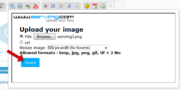 How to host an image with Servimg?  Scr210