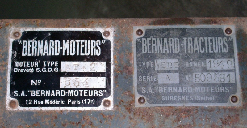 11 - Recensement des tracteurs BERNARD-MOTEURS BT2 et BT14 Plaque10