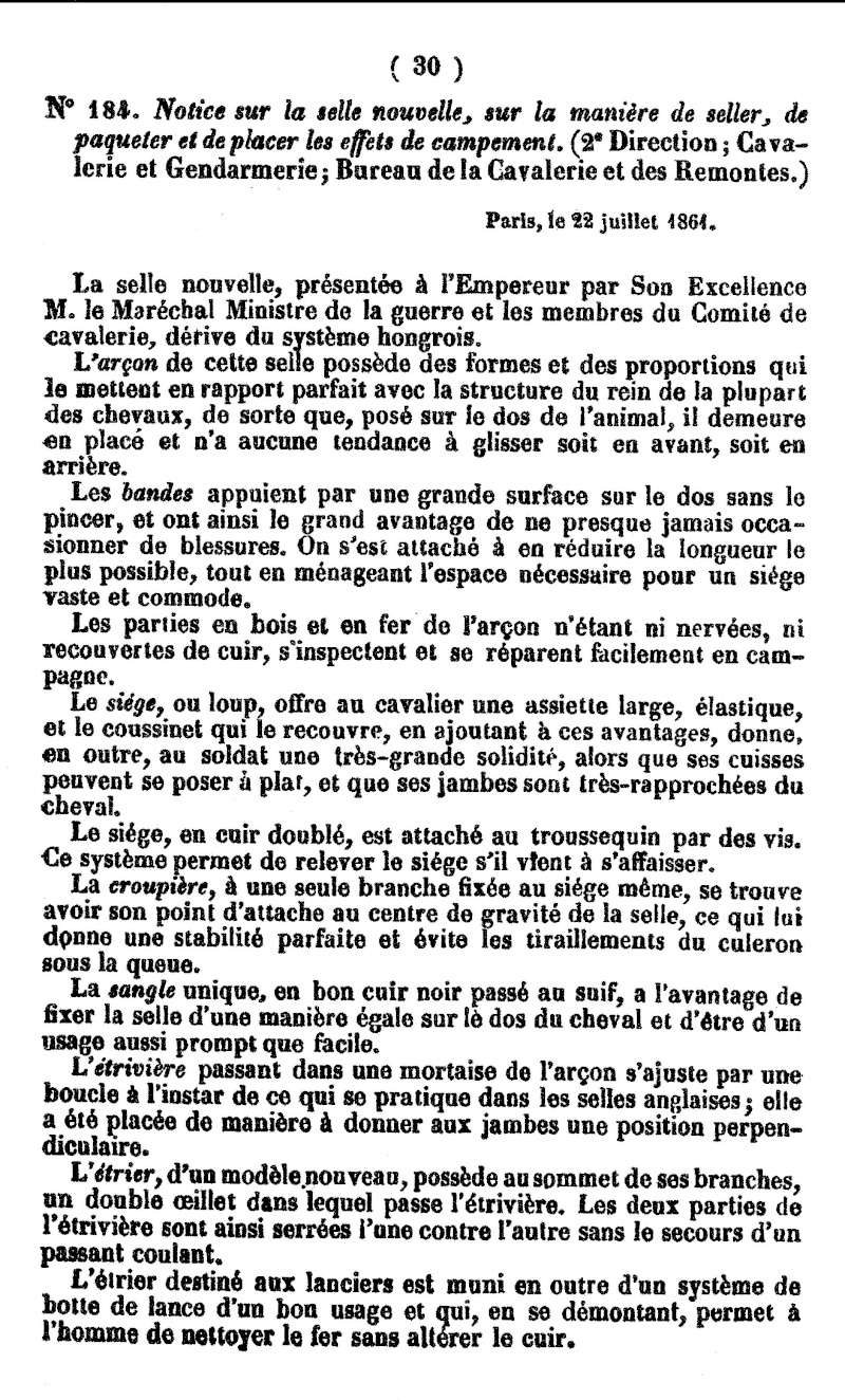 La selle française de cavalerie modèle 1861  Notice10