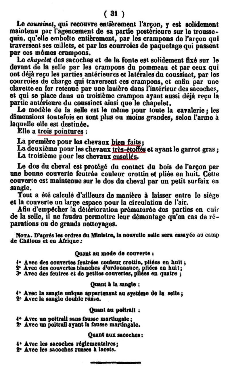 La selle française de cavalerie modèle 1861  Notice12