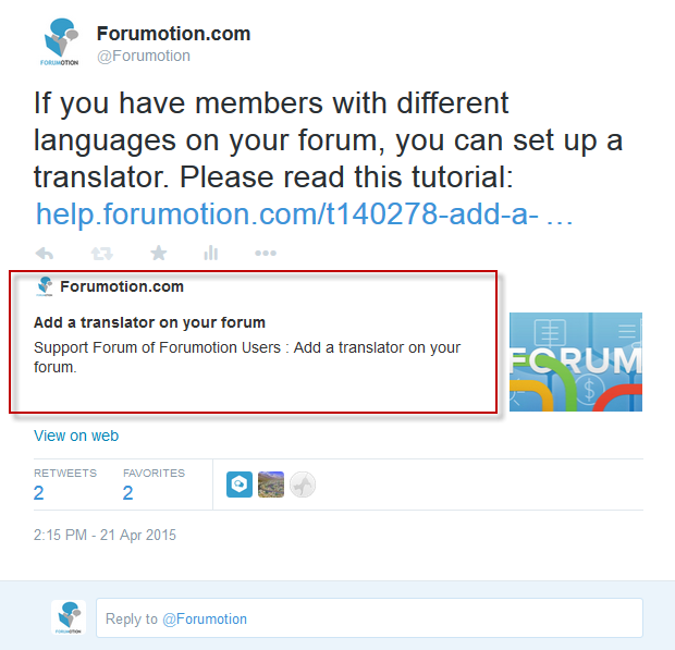 Twitter - How to use a Twitter Card on your forum? Tags210