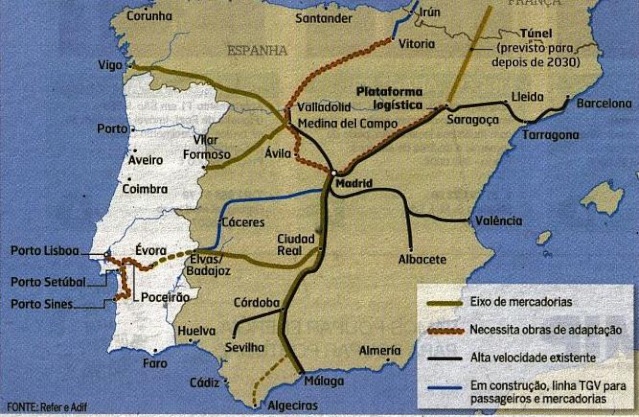Os mapas das redes ferroviárias de espanhola e de portuguesa  Bt10