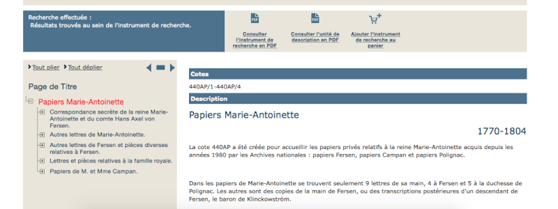   Marie-Antoinette dans les fonds des Archives Nationales Captur10