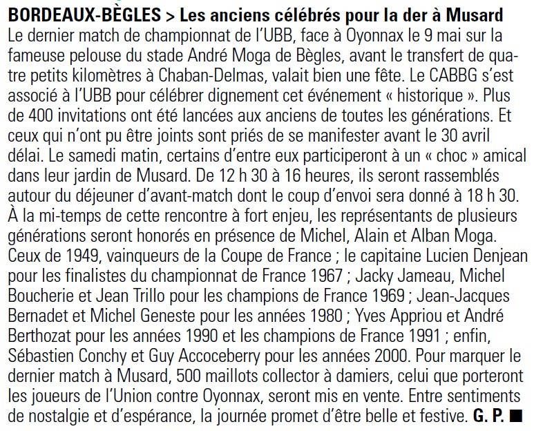 TOP14 - 24ème journée : UBB / Oyonnax (Jubilé du Stade Moga) - Page 2 Oyo11