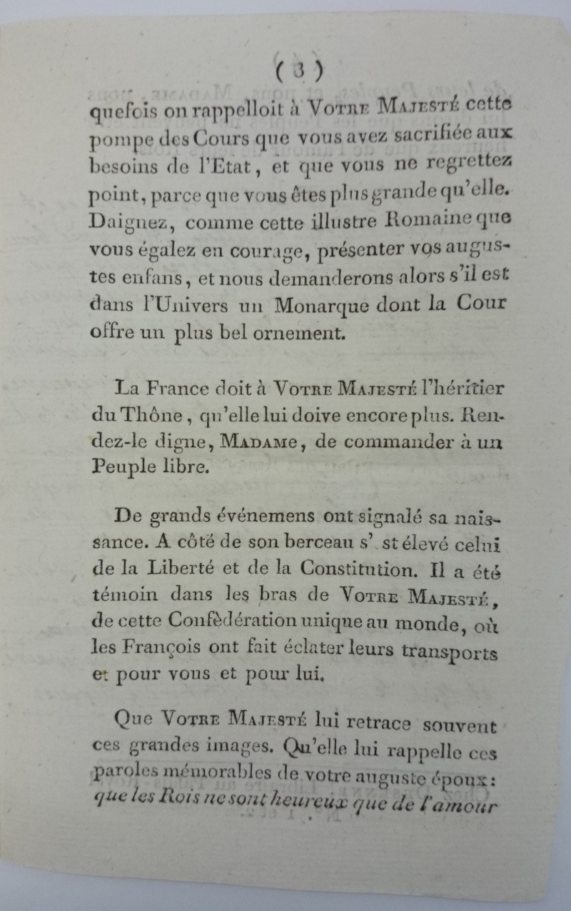 Discours dédié à la reine, avec la réponse de Marie-Antoinette ajoutée par Axel de Fersen Dsc_0813
