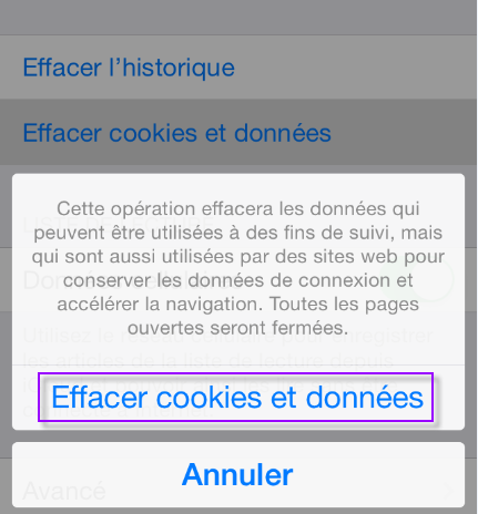 Vider le cache internet sur mobile et tablette (iOS Safari) 21-04-15