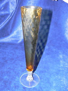 Tall fluted amber/straw Vase not Whitefriars P1111