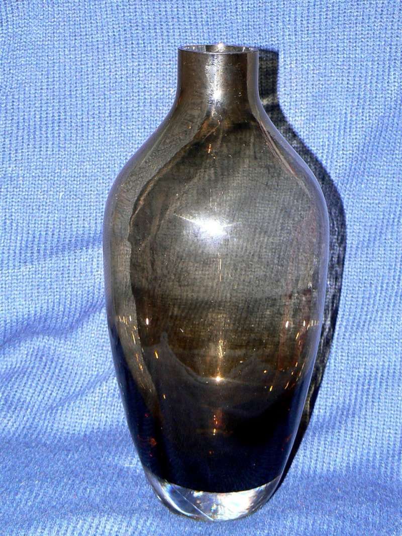 Heavy smoked glass vase,is it Scandinavian or Czech P1410