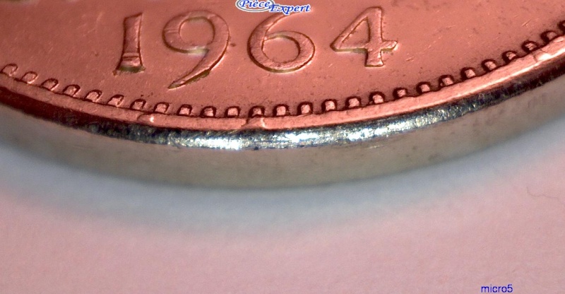 1964 - Effet Flamboyant Avers & Coin Fendillé, Accumulation , Coin Désaligné Revers 5_cent68