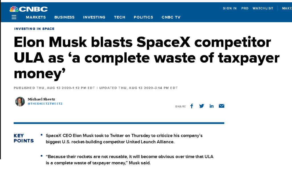 Article, Elon Musk critique ULA.  Bbbbbb10