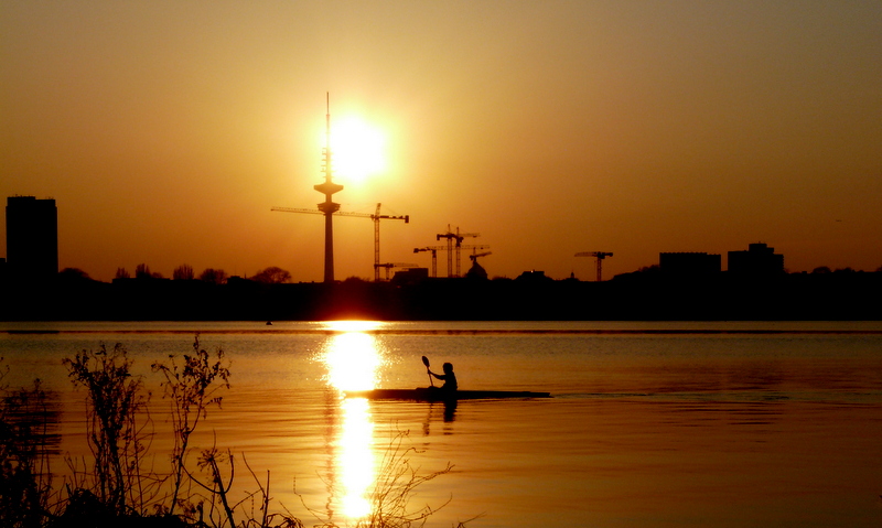 Coucher de soleil sur le lac Alster - Hambourg P1350621