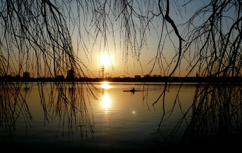 Coucher de soleil sur le lac Alster - Hambourg P1350622