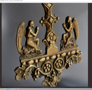 Christ crucifix calvaire bronze et laiton XIXe  Zzzqsa10