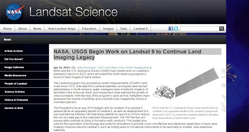 NASA, USGS Begin Work on Landsat 9 to Continue Land Imaging Legacy (Landsat9) 111