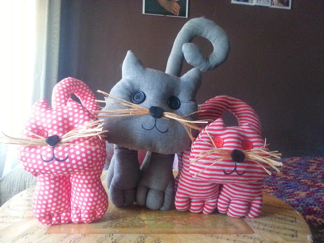 Gatos de tela de algodón/Cotton fabric cats Gato_t10