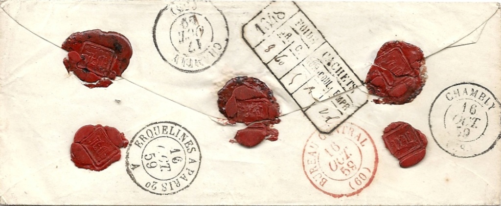 Tarif postal - Lettre Chargée 1859 Laon_c14