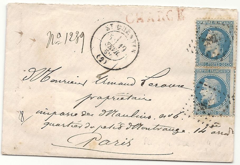 Tarif postal - Lettre Chargée 1859 St_que15
