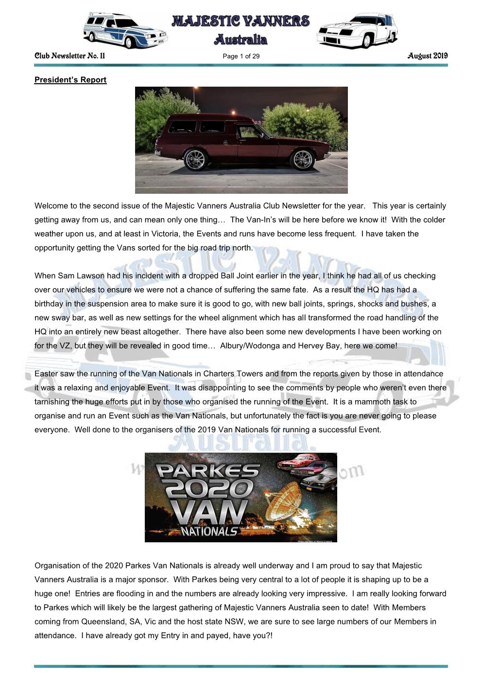 MAJESTIC VANNERS Newsletter Issue No: 11 August 2019 Mv_new41