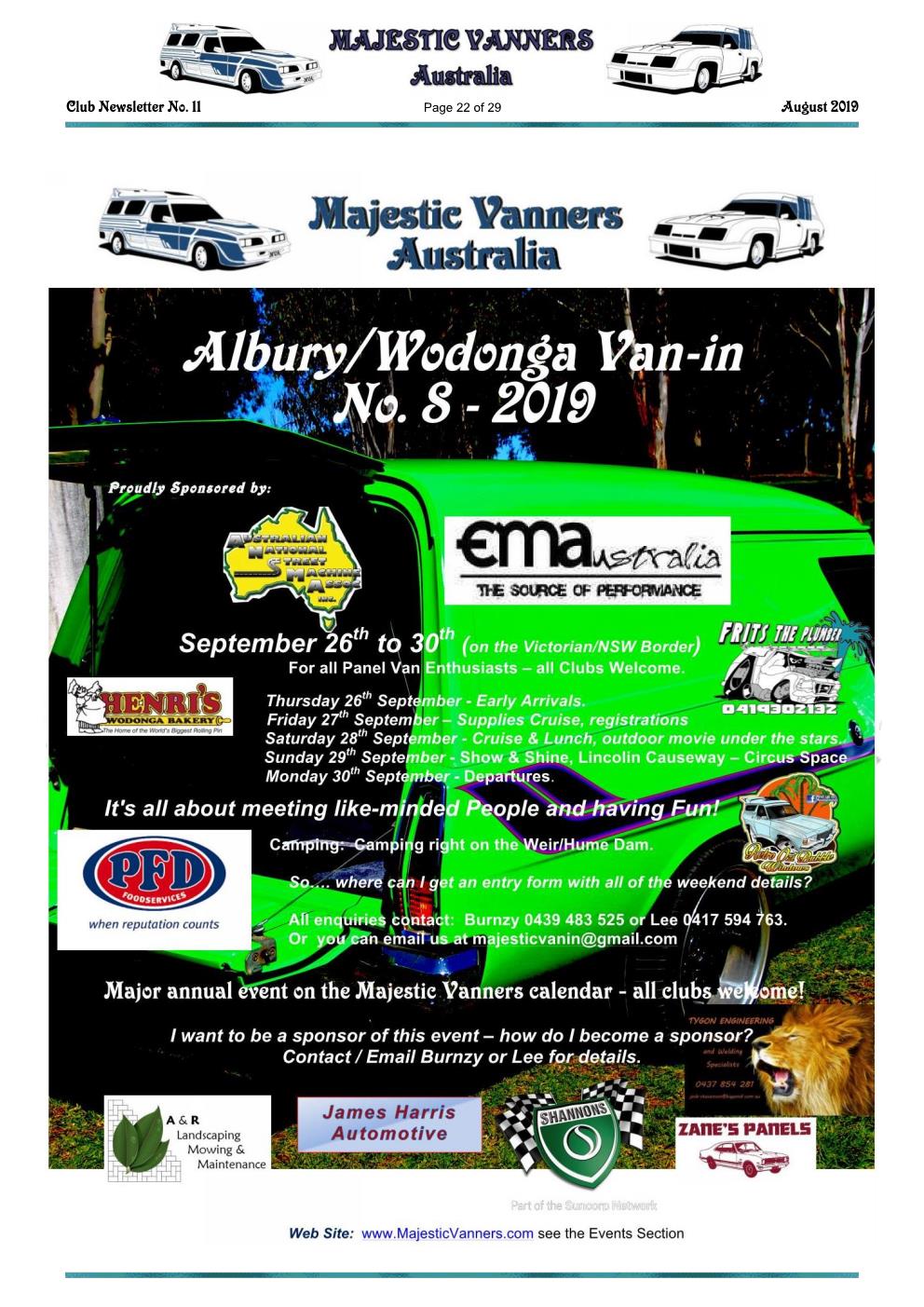 MAJESTIC VANNERS Newsletter Issue No: 11 August 2019 Mv_new60