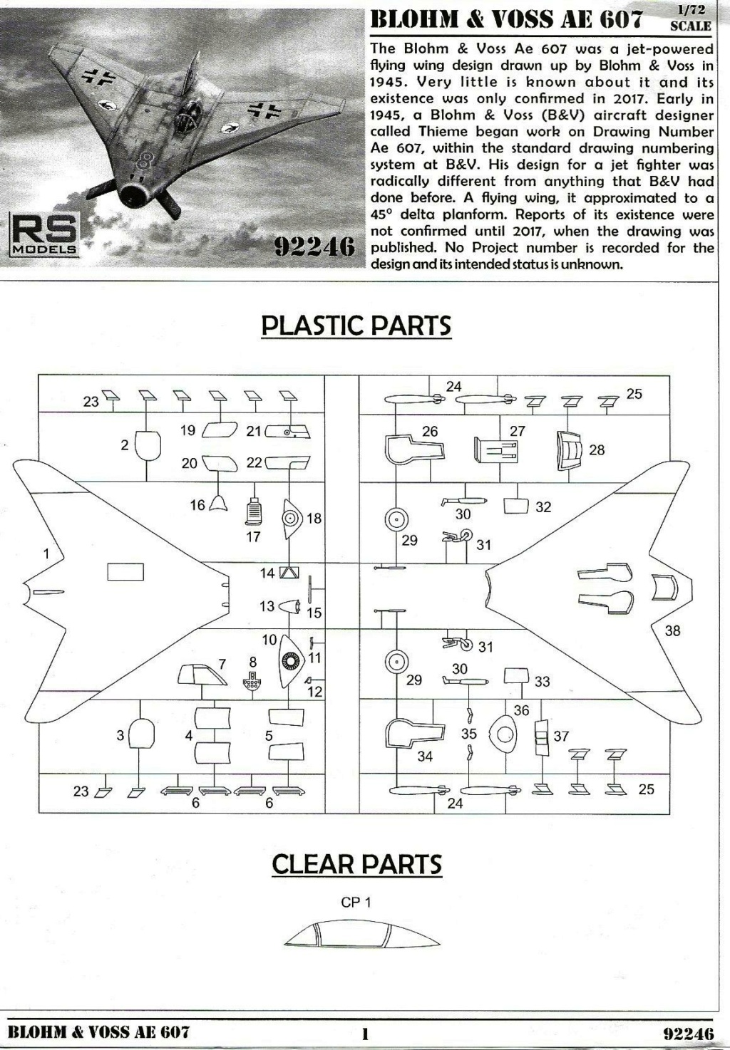 [RS MODELS] BLOHM & VOSS AE 607 1/72ème Réf 92246 Notice Bv607_11