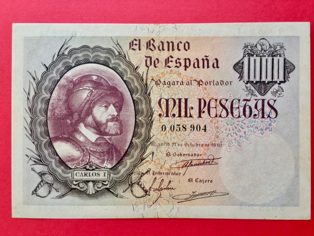 1000 Pesetas 21 de Octubre de 1940   CARLOS I  Ex colección Pérez Galdós 54462d10