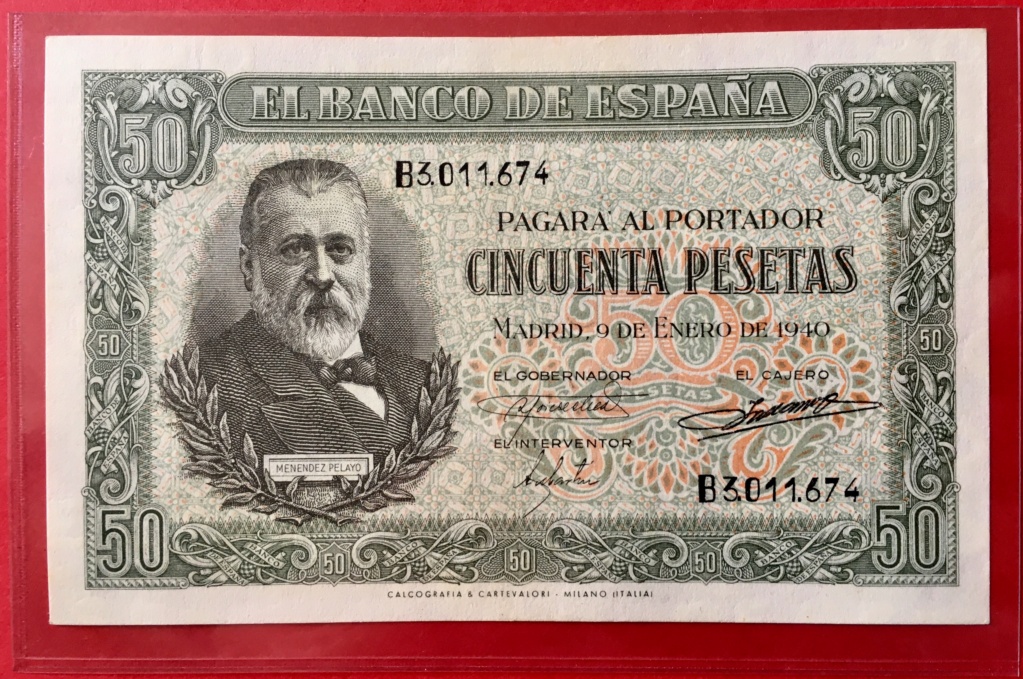 50 Pesetas 9 de Enero de 1940.  Pelayo Ff537210