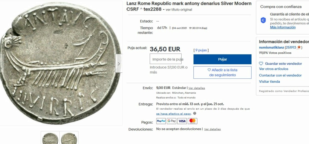 Numismatik Lanz y sus denario de Osca, Augusto, Marco Antonio... Lanz110