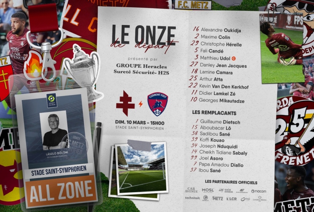 FC METZ - CLERMONT-FERRAND 25ème journée de Ligue 1 Uber Eats Compos11