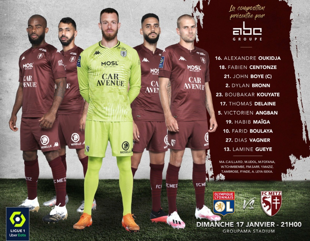 Olympique Lyonnais - Fc Metz, 20° journée de championnat de Ligue 1 Uber eats Er9lel10