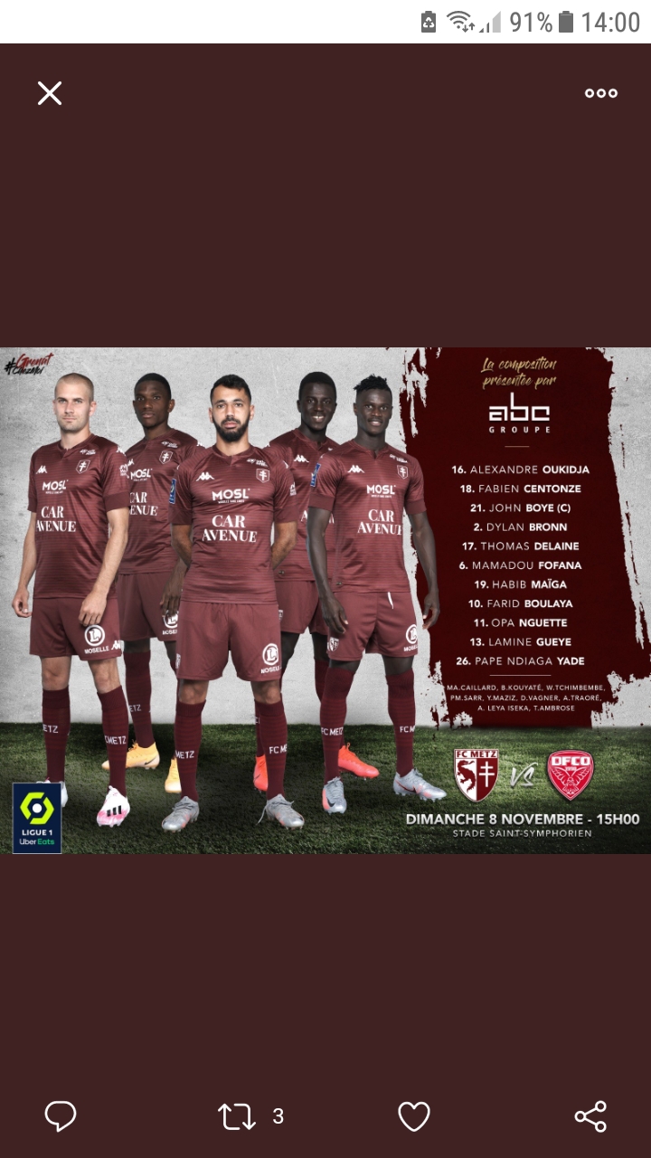 FC Metz - Dijon FCO 10° journée de championnat de Ligue 1 Uber Eats Screen20
