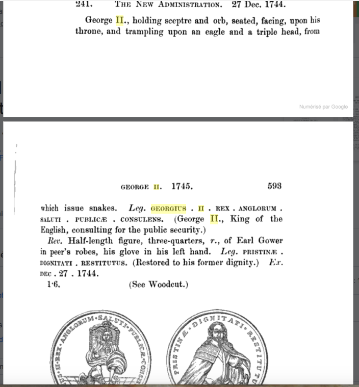 Médaille - rare - Georgius ll Rex Anglorum Saluti Publicae Consulens 1744 Captu149