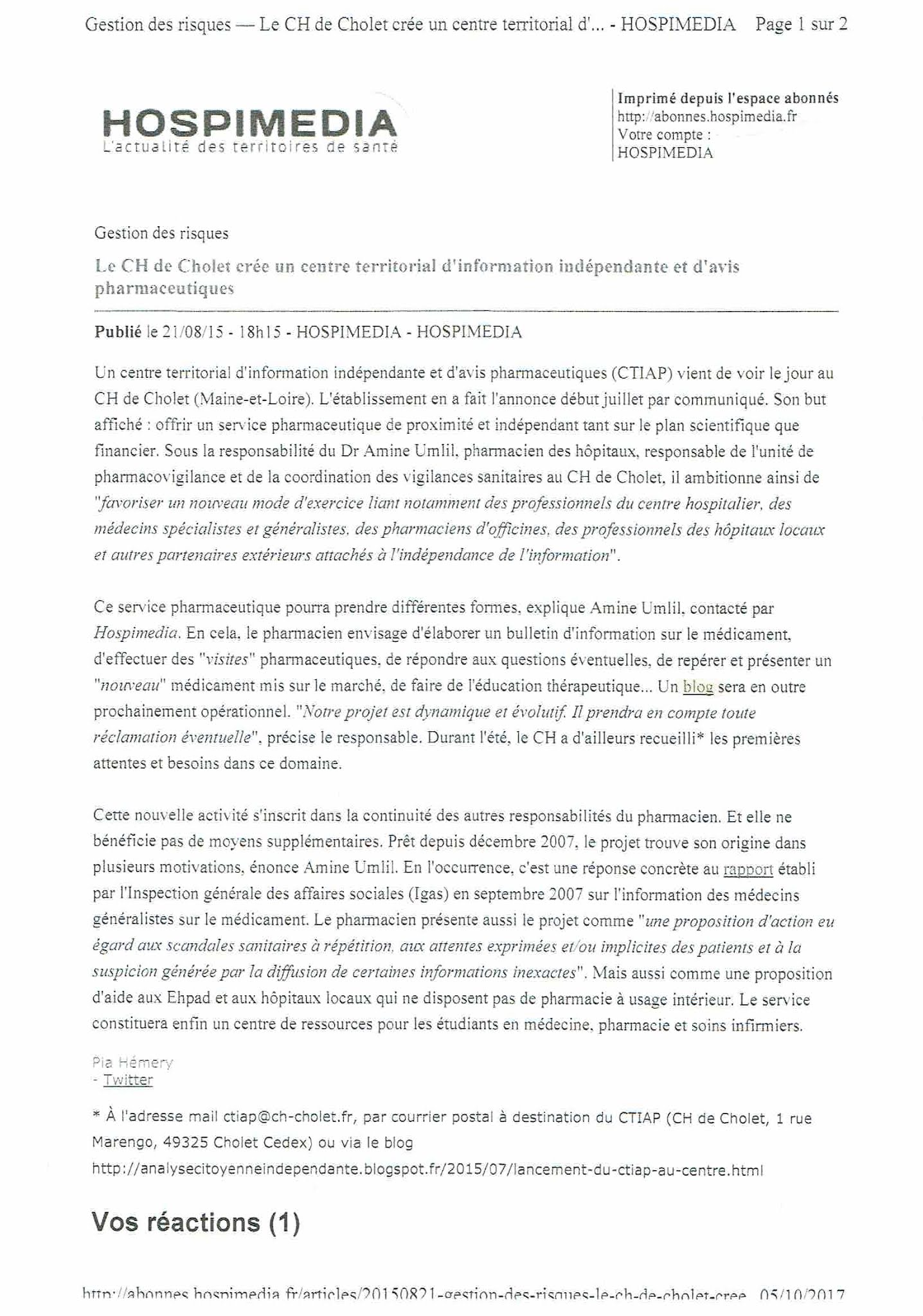 ARTICLES du Dr Amine UMLIL du CTIAP de CHOLET -1- - Page 3 Hospim11