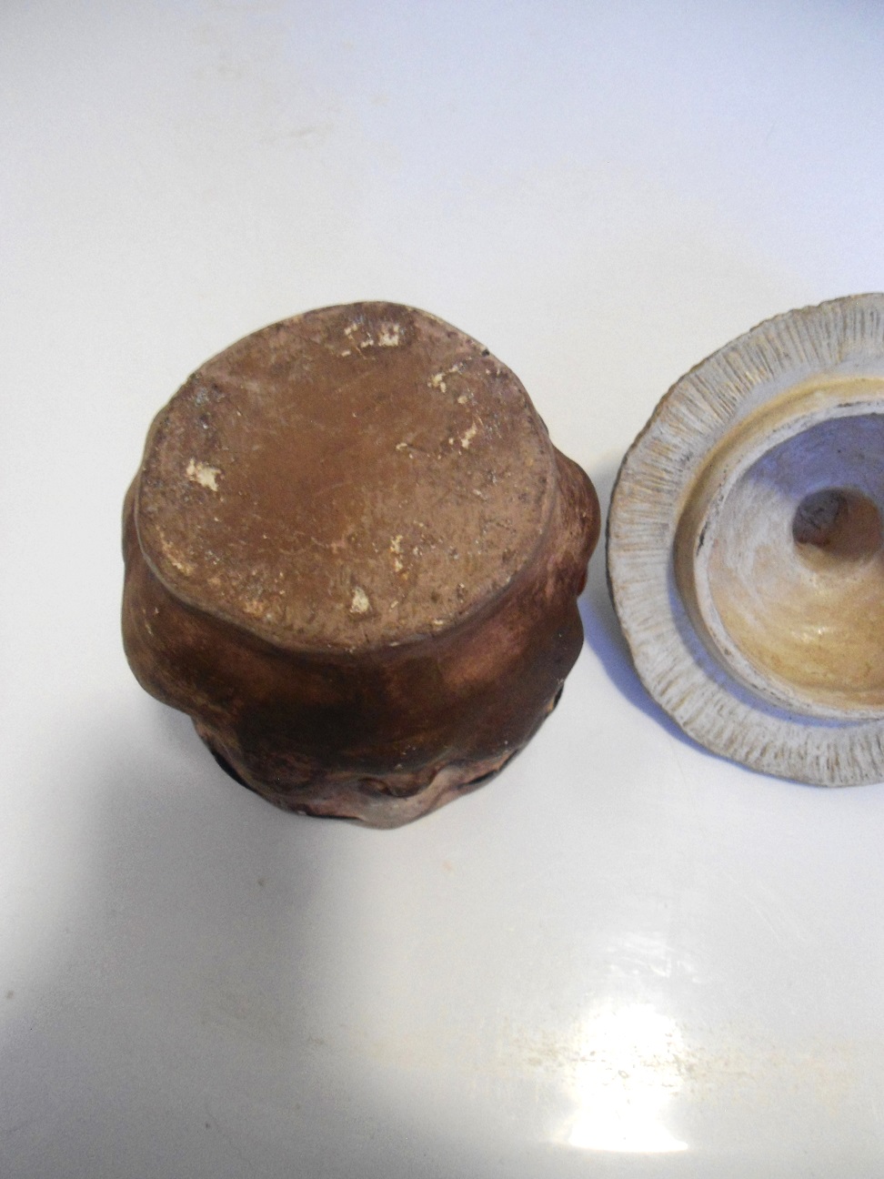 grotesque banko ware ? pottery tobacco jar Aviary25