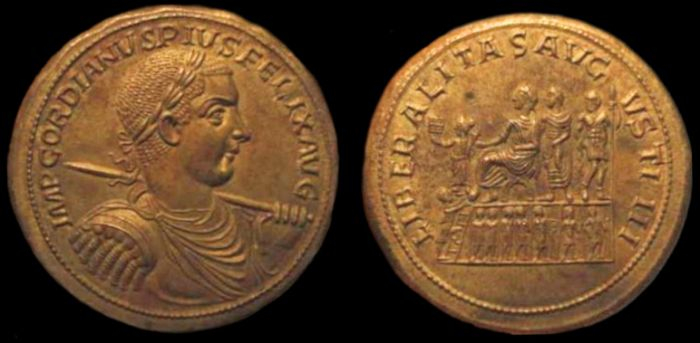 Gordian III LIBERALITAS AVGVSTIII Medallion Img_2423