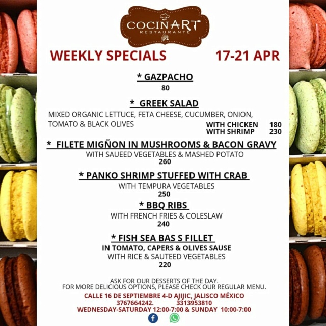 This Week's Specials at Cocinart Cocina14