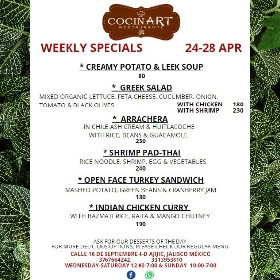 This Week's Specials at Cocinart Cocina16