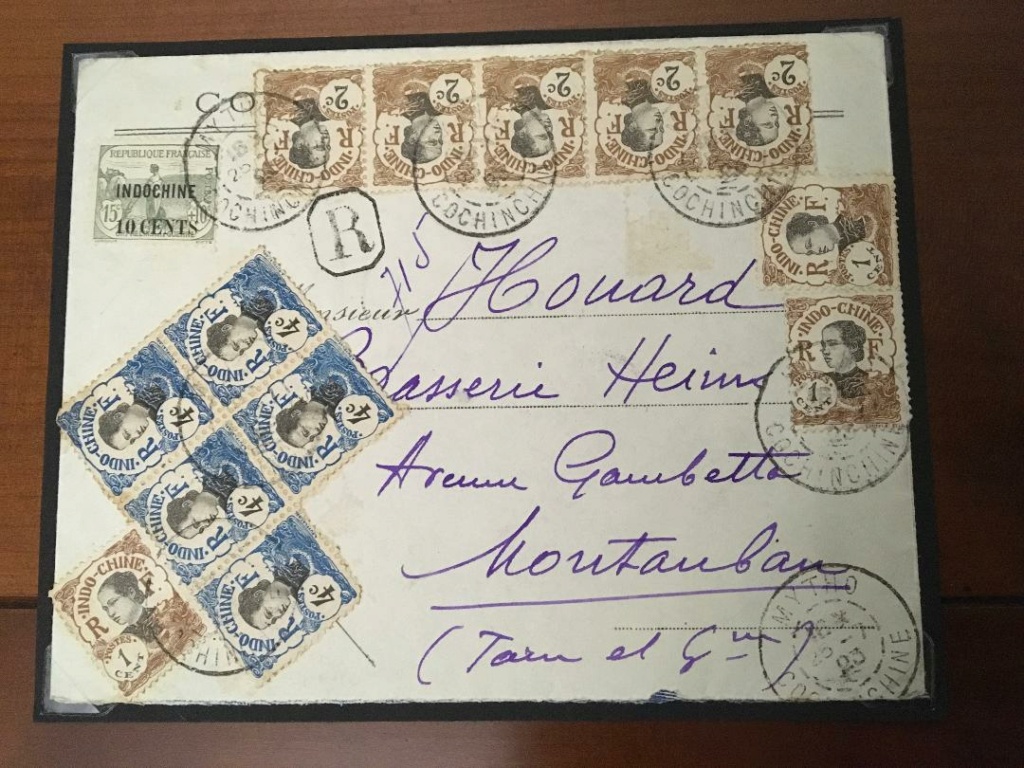 lettre d'Indochine vers la France de 1923 à 43 centième de piastre Indoch10