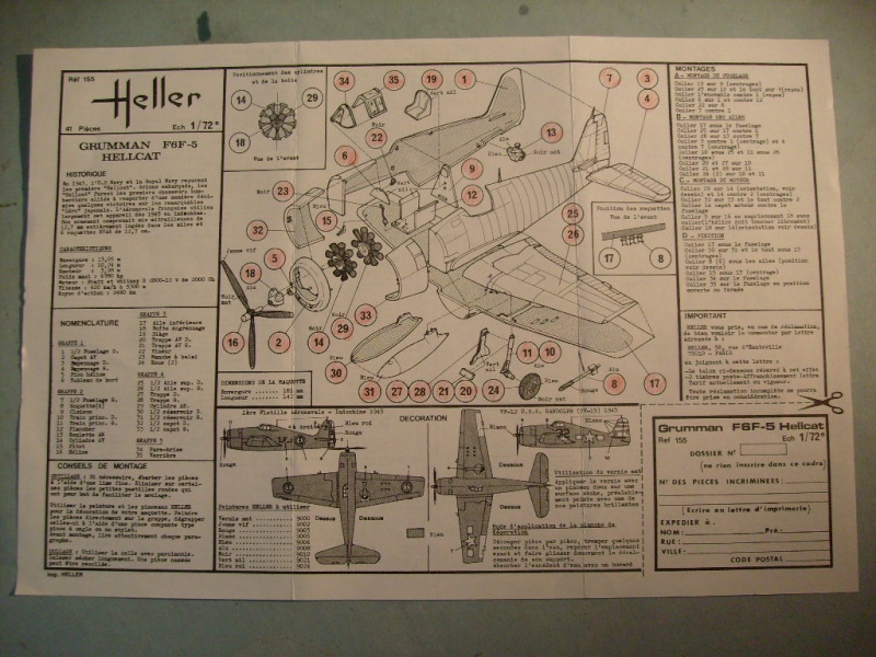 GRUMMAN F6F-5 HELLCAT 1/72ème Réf 155 S7304784