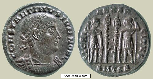 Ae3 de Constantino II (GLORIA EXERCITVS) Consta10