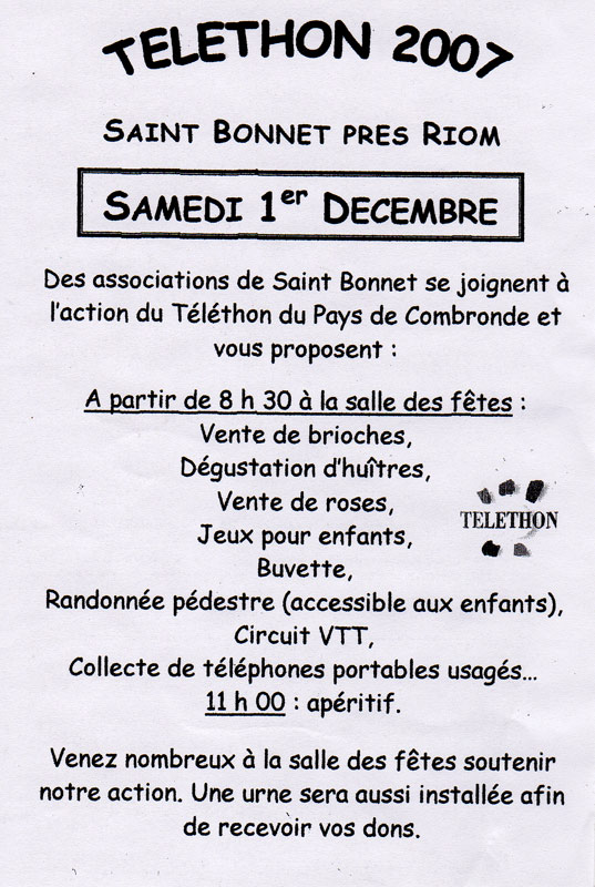 Tlthon 1er Dcembre  St Bonnet Teleth10