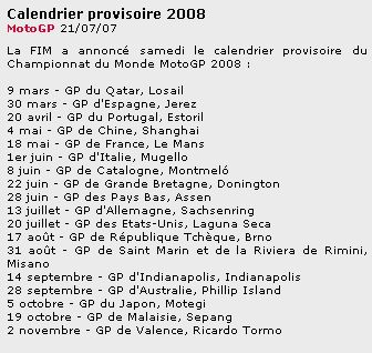 Prévision du calendrier Moto gp 2008 Calend10